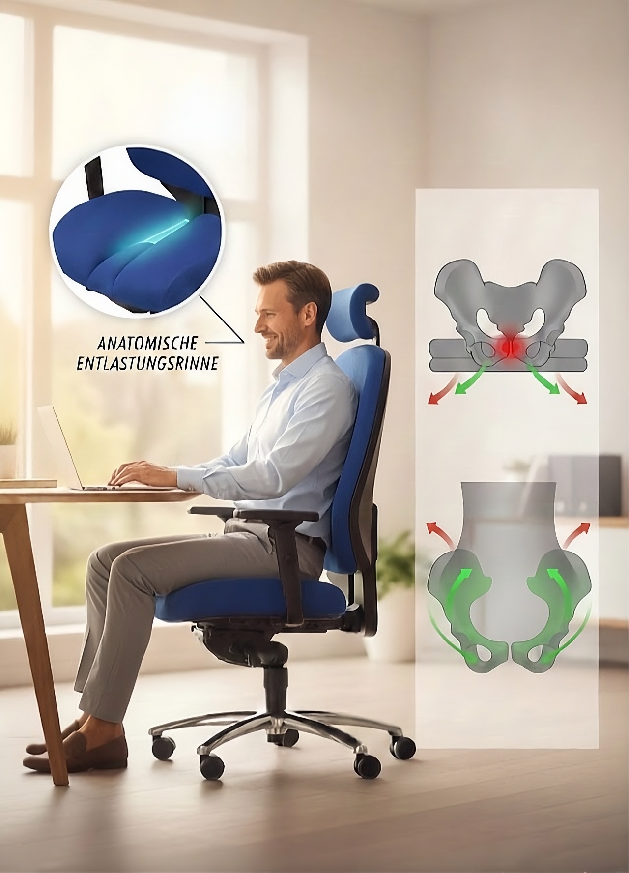 Bürostuhl gegen Steißprobleme